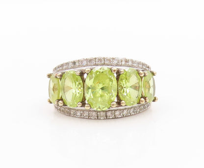 925 Sterling Silver Vintage Ring Gold Plated Topaz & Gemstone Band Sz 7  RG33336