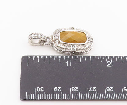 925 Sterling Silver Vintage Pendant JUDITH RIPKA Faceted Tiger's Eye  PT26429