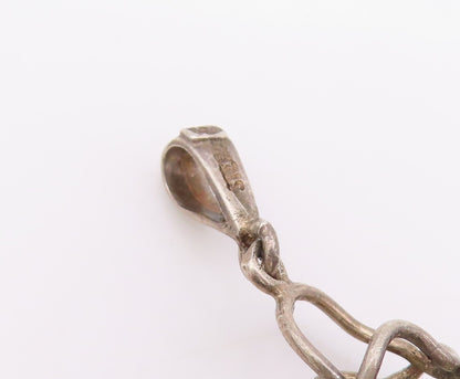925 Sterling Silver Vintage Pendant Clear Quartz Pointed Crystal  PT24458