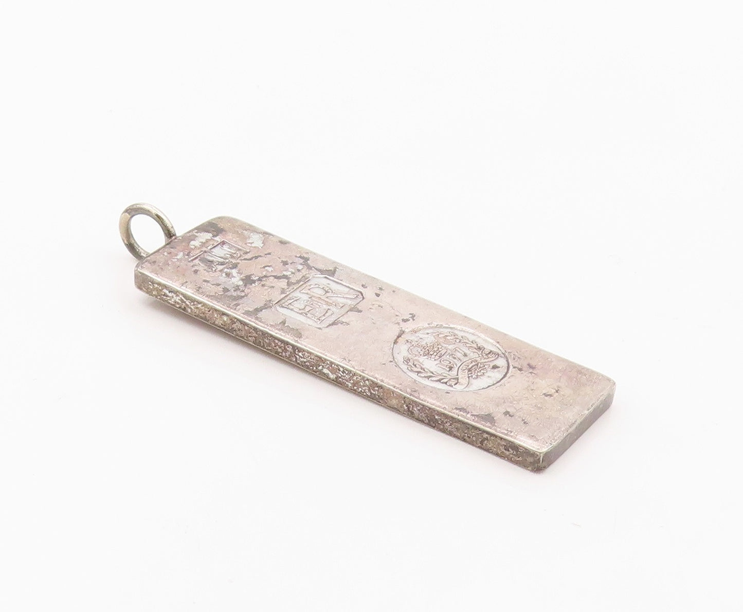 925 Sterling Silver Vintage Pendant Minimalist Geometric Jubilee Ingot   PT26319