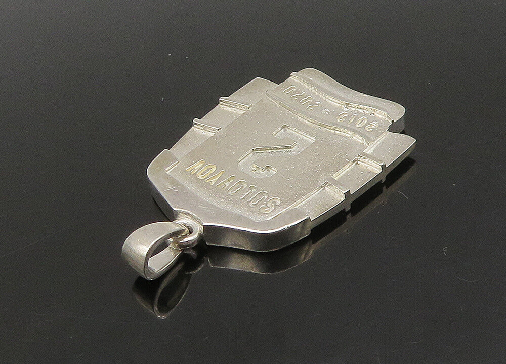 925 Sterling Silver  Vintage Shiny Saginaw Ice Hockey Jersey Pendant  PT18734