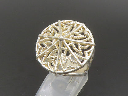 925 Sterling Silver  Vintage Round Cut Out Split Shank Band Ring Sz 8  RG24100