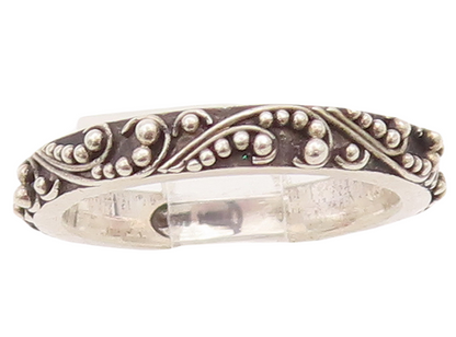 925 Sterling Silver Vintage Ring LOIS HILL Swirly Beaded Carved  Sz 6  RG28439