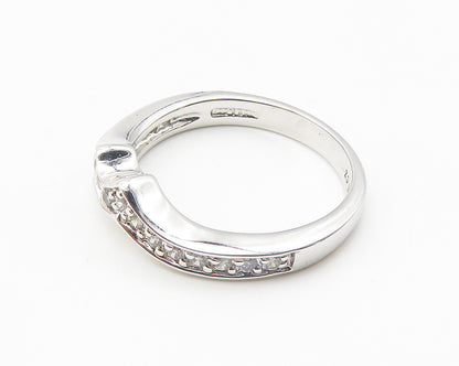 925 Sterling Silver  Petite White Topaz Shiny Band Ring Sz 7  RG10270
