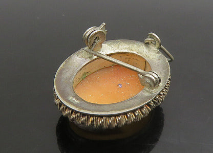 925 Sterling Silver  Vintage Antique Carved Woman Cameo Brooch Pin  BP9015