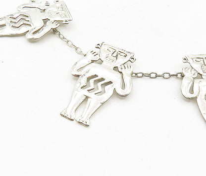 925 Sterling Silver  Vintage Shiny Traditional Statues Chain Necklace  NE1776