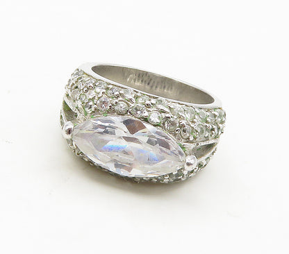 925 Sterling Silver  Marquise Cut Cubic Zirconia Cocktail Ring Sz 6  RG16942