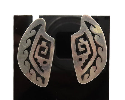 JVA MEXICO 925 Sterling Silver  Vintage Ancient Etched waves Earrings  EG12571