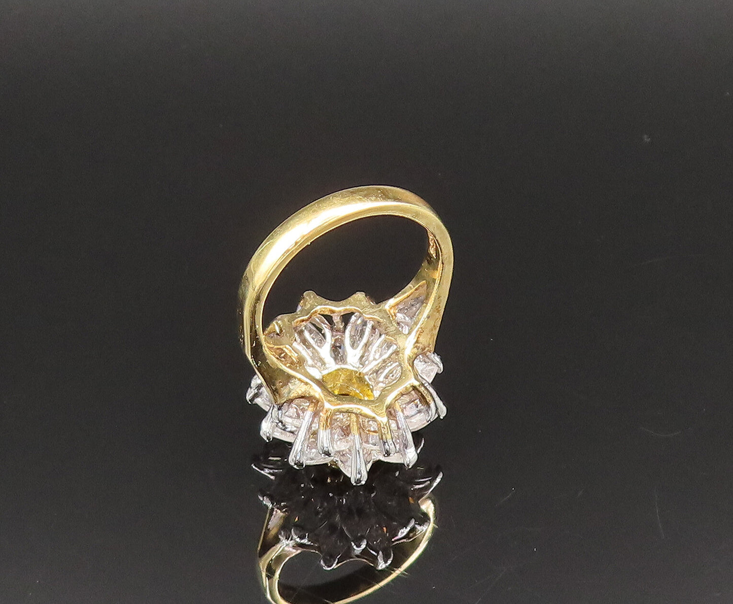 EDCO 925 Silver  Vintage Yellow & White Cubic Zirconia Ring Sz 6.5  RG25592