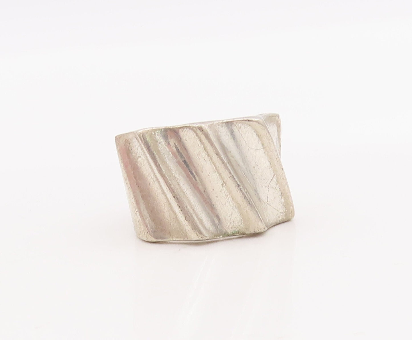 925 Sterling Silver Vintage Ring Solid Carved Slant Lines   Sz 6.5  RG29099