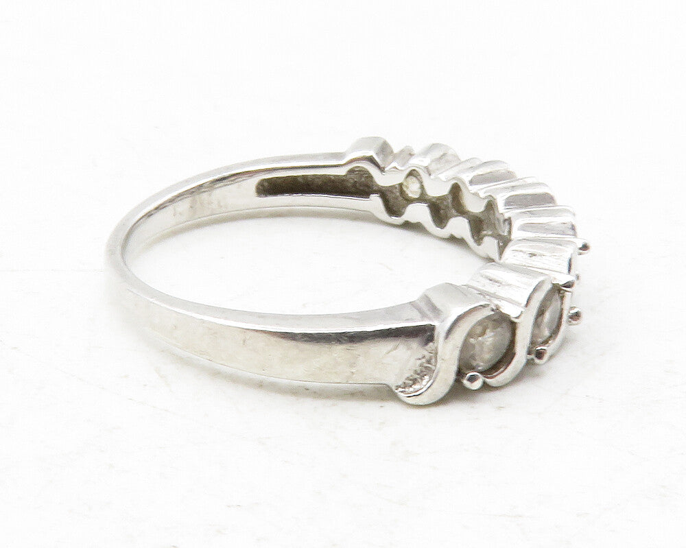 925 Sterling Silver  Shiny Topaz Swirl Design Smooth Band Ring Sz 6  RG12468