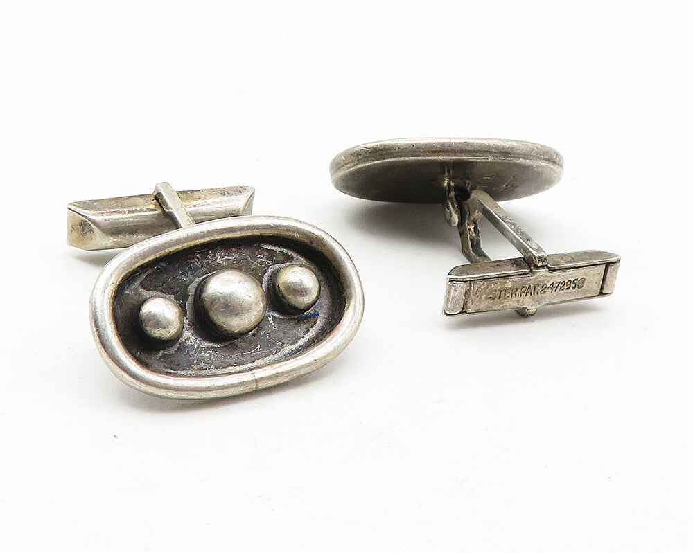 SHEP 925 Sterling Silver Vintage Oxidized Beaded Detail Cufflinks  TR1844
