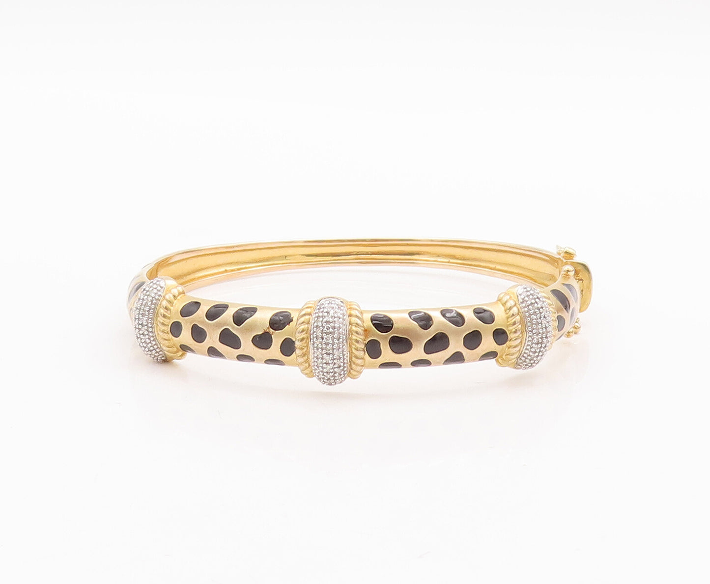 925 Sterling Silver Vintage Bracelet Patch Design Diamonds Inlay Bangle  BT10529