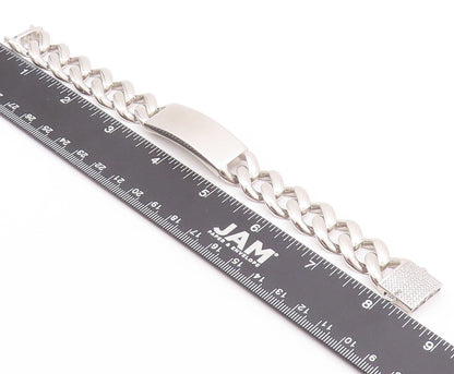 925 Sterling Silver Vintage Bracelet Rectangle Curb Linked Chain CZ Lock BT11260