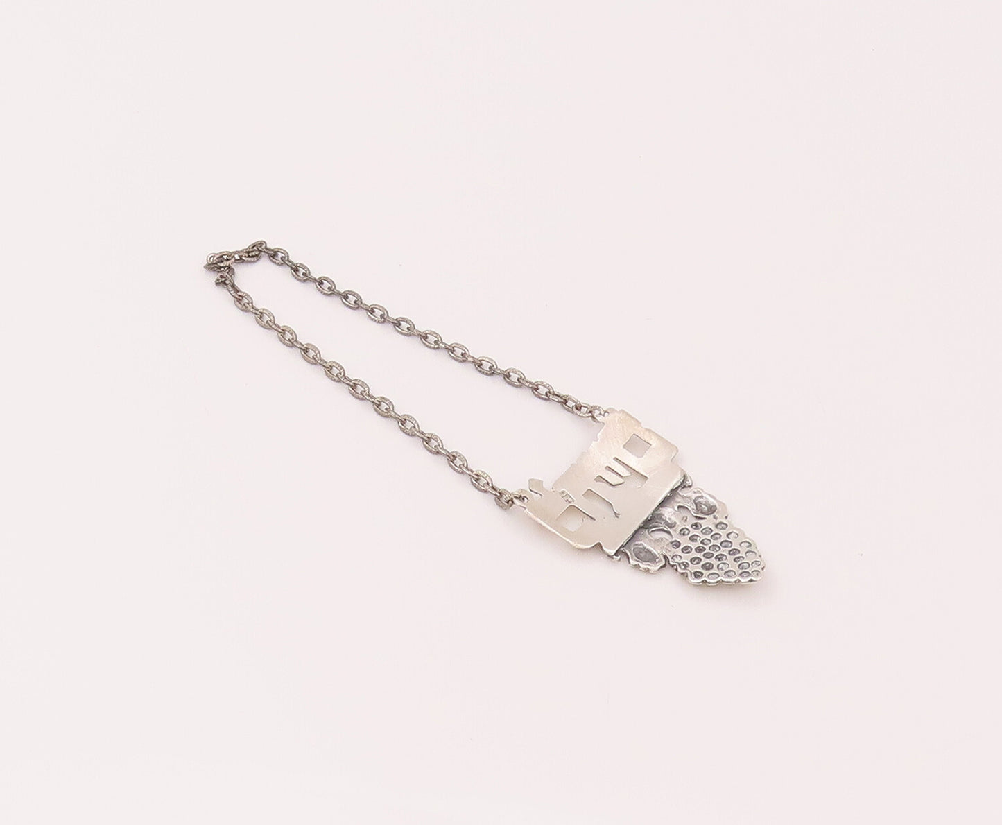 925 Sterling Silver  Vintage Hebrew "To Life" Wine Bottle Chain Tag  TR3494