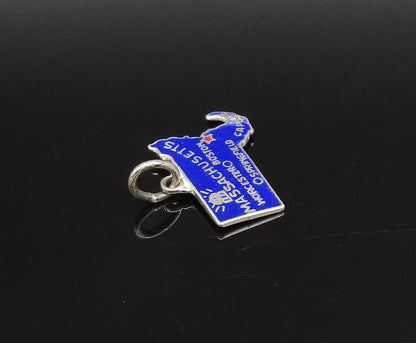 925 Sterling Silver Vintage Enamel Massachusetts State Souvenir Pendant PT21631