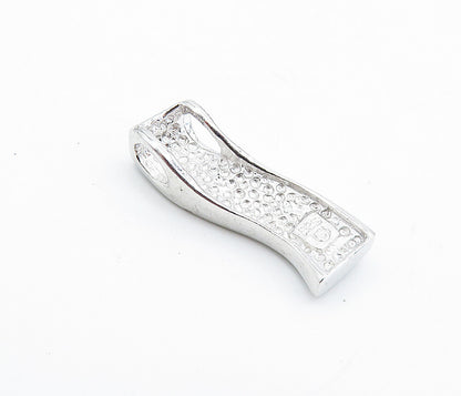 925 Sterling Silver  Inlaid Fire Opal Triangle Pattern Vertical Pendant PT5694
