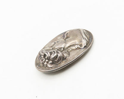 925 Sterling Silver  Vintage Antique Dark Tone Woman's Face Pendant  PT14260