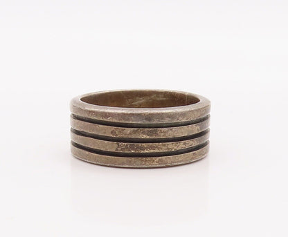 925 Sterling Silver Vintage Ring Minimalist Grooved Rings  Sz 7  RG28346