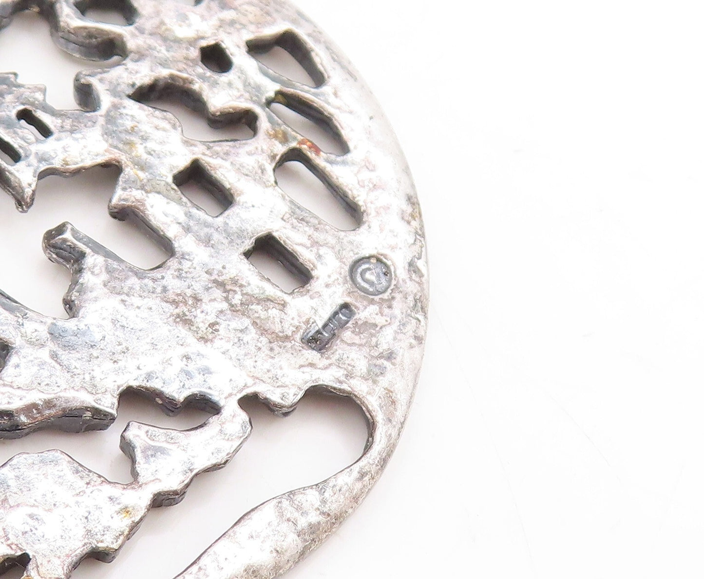 925 Sterling Silver Vintage Pendant NAPIER Dark Tone Village Landscape  PT23841