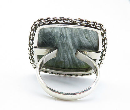 925 Sterling Silver  Gemstone Chain Link Square Cocktail Ring Sz 9  RG8182