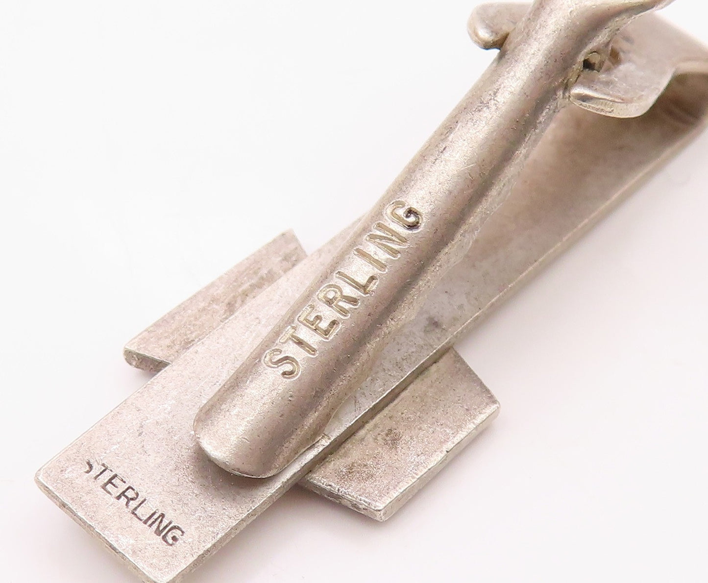 925 Sterling Silver  Vintage Blue Enamel Keystoner Tie Clip  TR2943