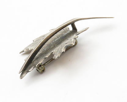 BEAU 925 Sterling Silver  Vintage Dark Tone Maple Leaf Brooch Pin  BP5049