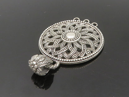 925 Sterling Silver  Vintage Floral Motif Beaded Pattern Pendant  PT20030