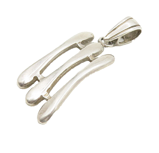 925 Sterling Silver  Vintage Shiny Smooth Fence Design Drop Pendant  PT14842