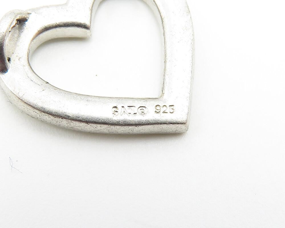 925 Sterling Silver  Shiny Cubic Zirconia Open Love Heart Pendant  PT8313