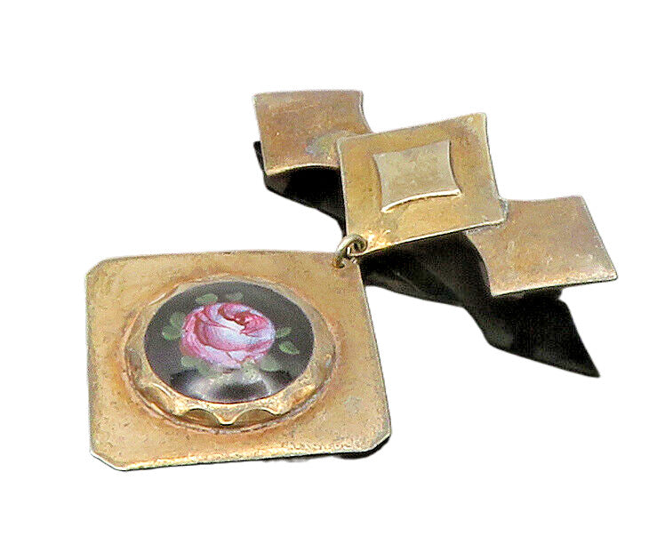 925 Sterling Silver  Vintage Enamel Flower Art Dangling Brooch Pin  BP6638