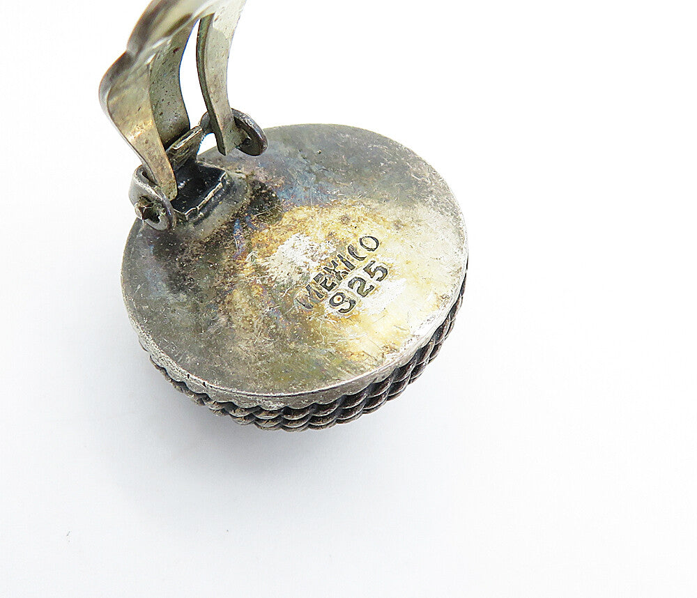 MEXICO 925 Sterling Silver  Vintage Twist Dome Non Pierce Earrings  EG2087