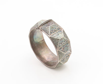 925 Sterling Silver Vintage Bracelet Antique Floral Geometric Bangle  BT12022