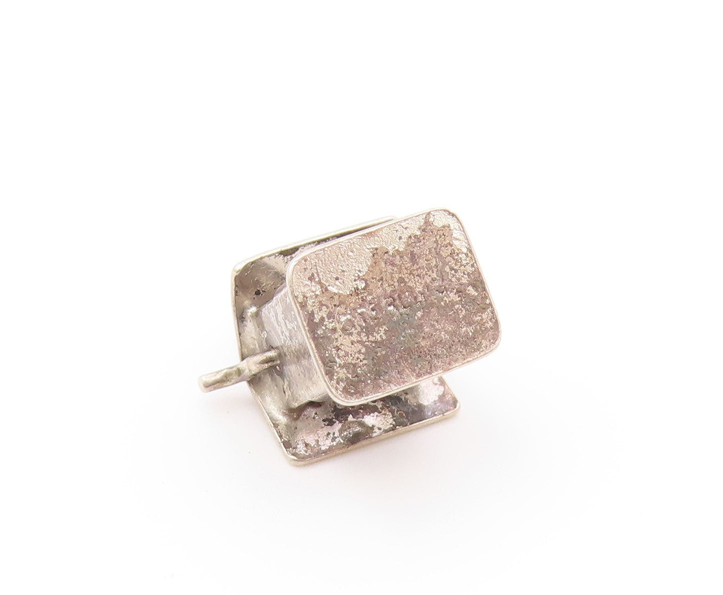 925 Sterling Silver  Vintage Petite Bird House Dark Tone Pendant  PT15987