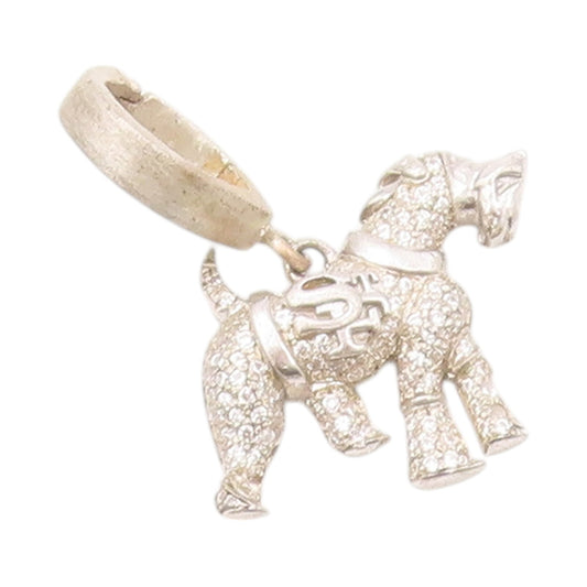 925 Sterling Silver Vintage Pendant Designer CZ Inlay Horse Charm  PT23954
