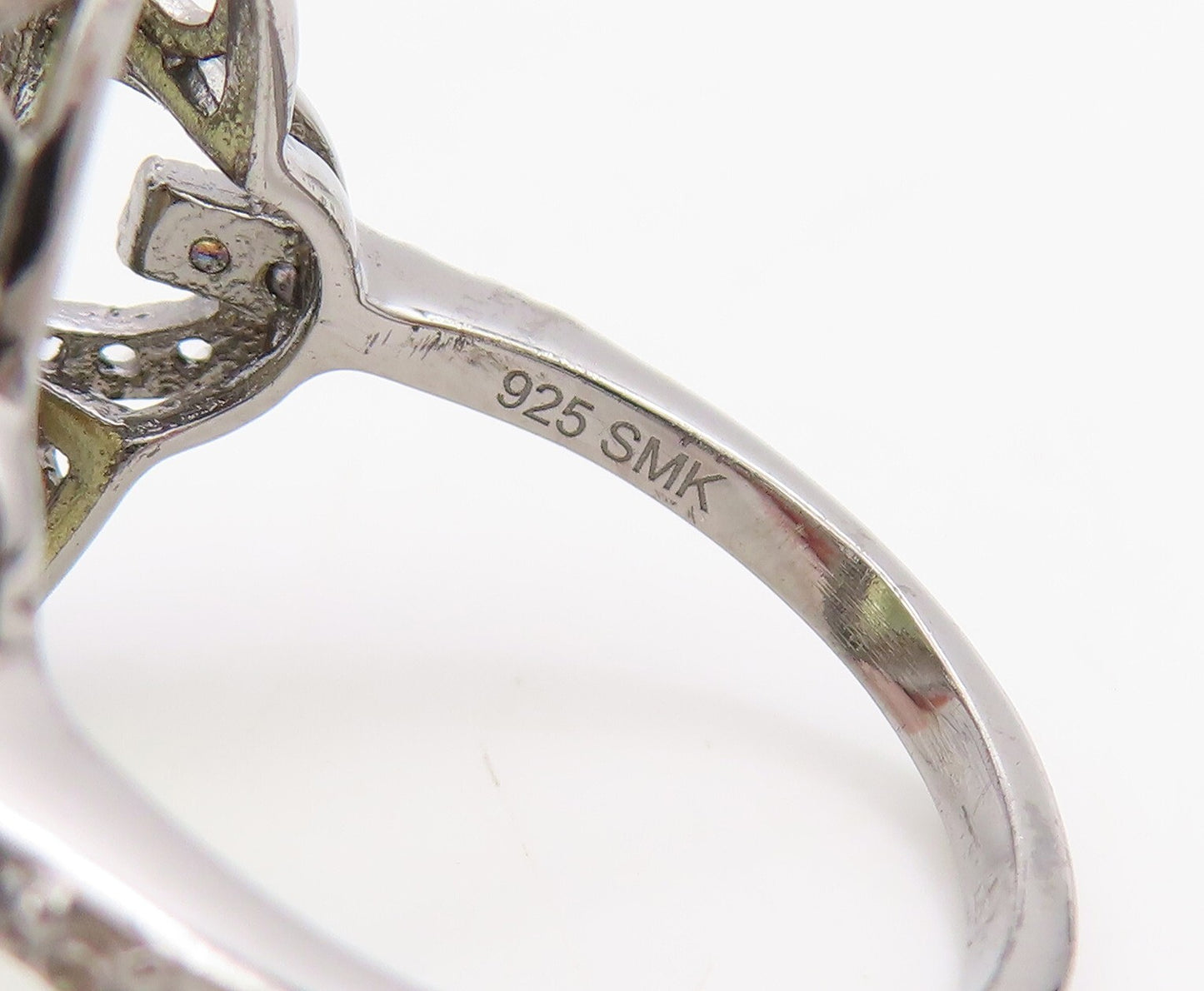 925 Sterling Silver Vintage Ring Oval Citrine Halo Topaz Ring  Sz 7.5  RG30519