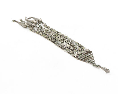 925 Sterling Silver  Vintage Antique Oxidized Floral Linked Ornament  TR1656