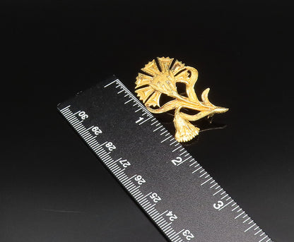 925 Sterling Silver  Vintage Gold Plated Double Flower Brooch Pin  BP9695