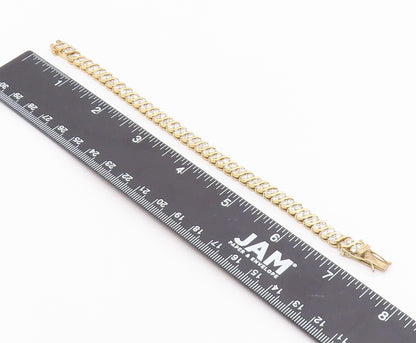 925 Sterling Silver  Petite Topaz Gold Plated Swirl Chain Bracelet  BT5244
