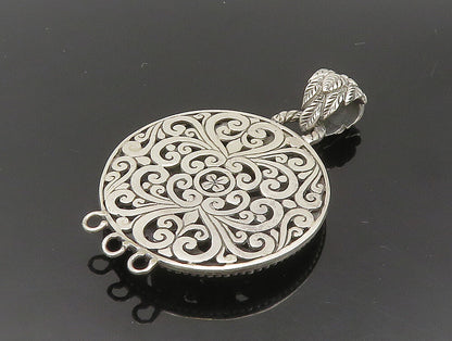 925 Sterling Silver  Vintage Floral Motif Beaded Pattern Pendant  PT20030