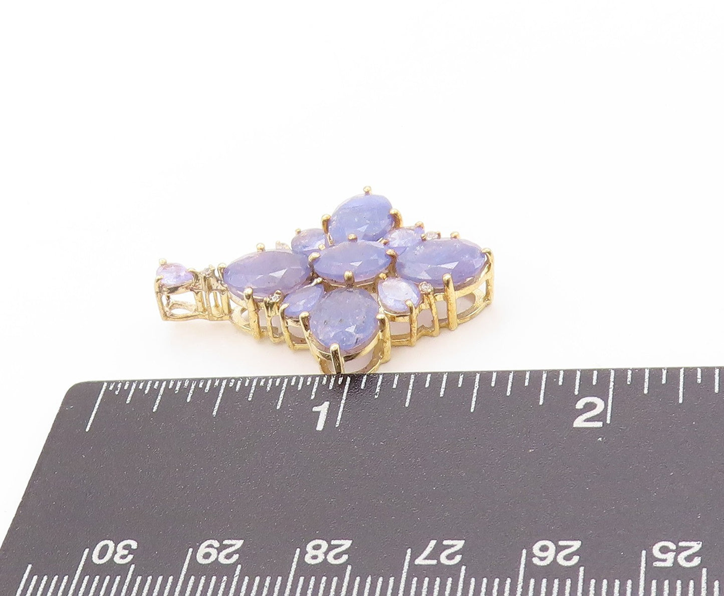 925 Sterling Silver Vintage Pendant Gold Plated Oval Drop Cut Tanzanite  PT24156