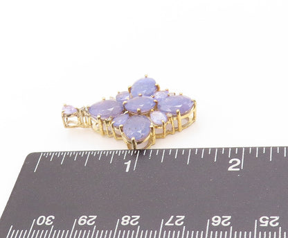 925 Sterling Silver Vintage Pendant Gold Plated Oval Drop Cut Tanzanite  PT24156