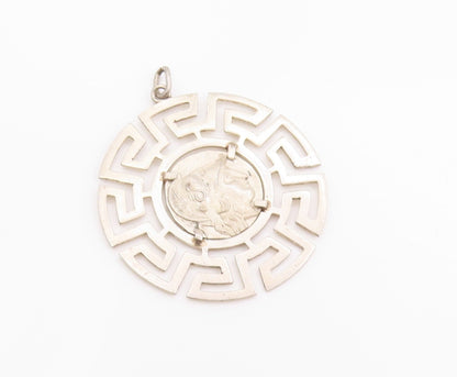 925 Sterling Silver Vintage Pendant Alexander Greek Roman Coin Medallion PT24997
