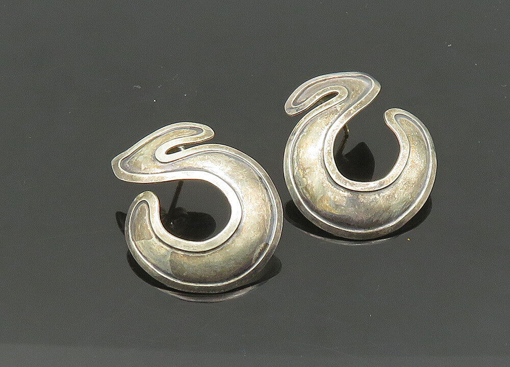 925 Sterling Silver & 14K GOLD  Vintage Dark Tone Round Drop Earrings  EG10409