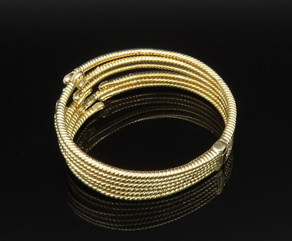 925 Silver  Vintage Ribbed Gold Plated Multi Row Topaz Bypass Bracelet  BT9558