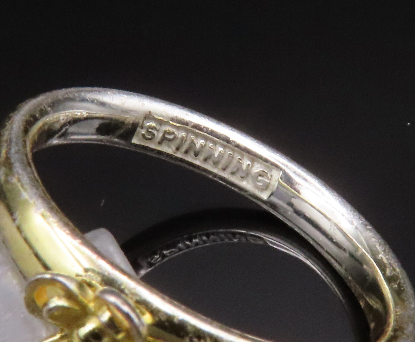 SPINNING 925 Silver  Vintage Cubic Zirconia Double Flower Ring Sz 7  RG25092