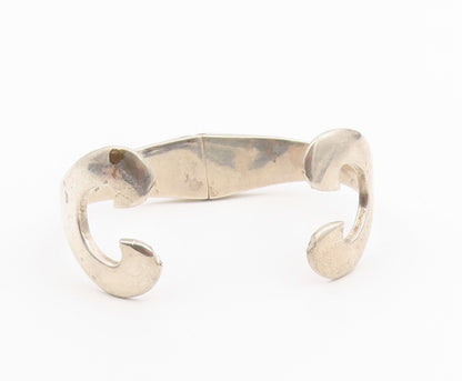 925 Sterling Silver Vintage Bracelet MEXICO Modernist Swirly Open Cuff  BT12147