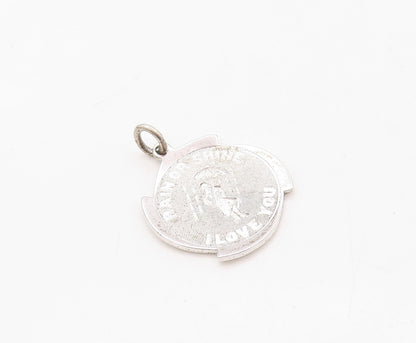 925 Sterling Silver Vintage Pendant Designer Rain Love Message Carved  PT23621