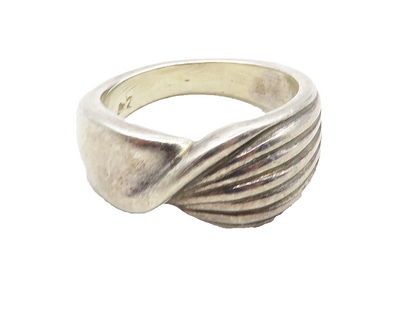 925 Sterling Silver  Vintage Shiny Twist Design Band Ring Sz 6  RG9692