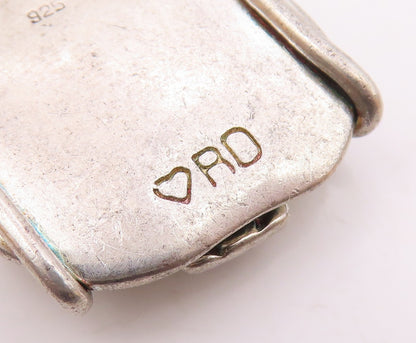 DESIGNER 925 Sterling Silver  Vintage Shiny Modernist Drop Pendant  PT18365
